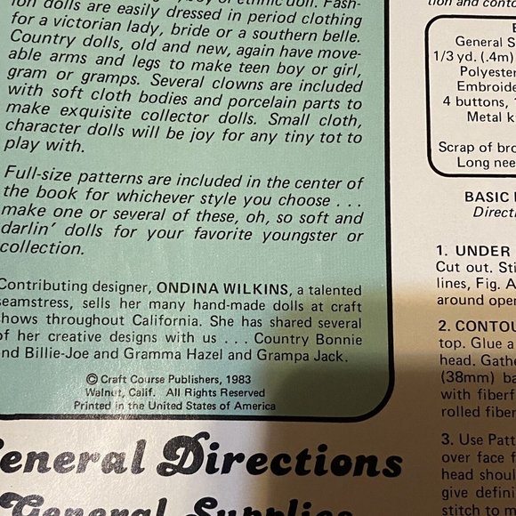 Vintage Soft Darlin' Doll Sculpture Rag Sewing Pattern Book UNCUT 17 Dolls 80s - Picture 7 of 7
